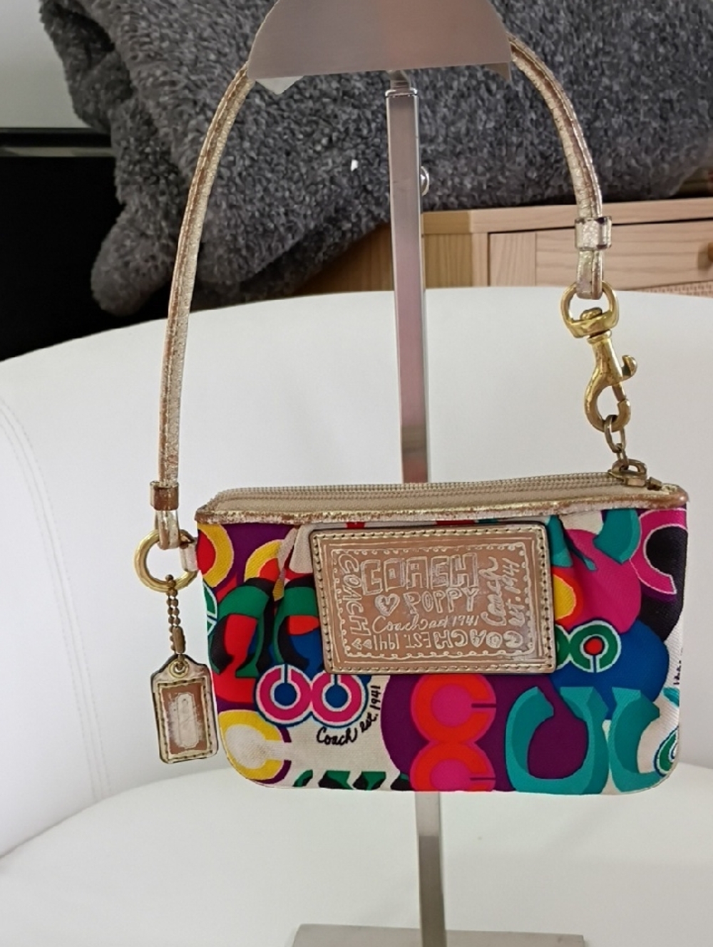 Coach Multicolor Poppy Wristlet with Gold Trim